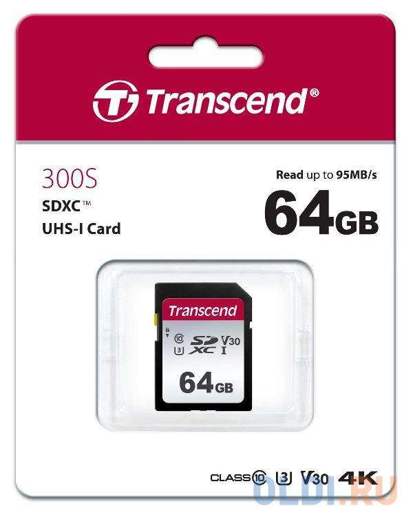 Карта памяти SDXC 64GB Transcend UHS-I U3 SD card (TS64GSDC300S)
