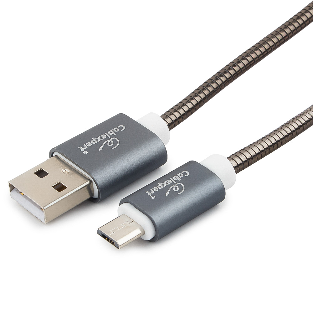 Кабель USB2.0(Am)-micro(BM), Cablexpert, 1m, титан, серия Gold, блистер (CC-G-mUSB02Gy-1M)
