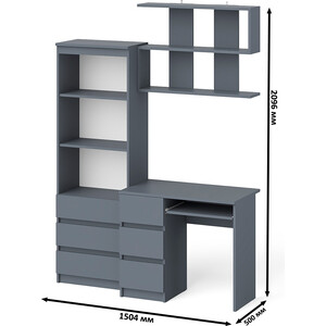 Стол компьютерный СВК Мори МС-6 левый + Стеллаж МСТ600.3 + Полка 900, цвет графит (1027663) в Москвe