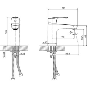 Смеситель для раковины IDDIS Ray с донным клапаном, черный (RAYBL00i01, LM8500BL)