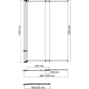 Шторка для ванны Wasserkraft Main 100х140 прозрачная, хром (41S02-100 WasserSchutz)