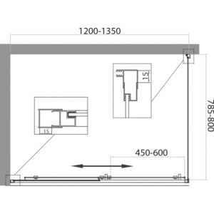 Душевой уголок BelBagno Unique AH-1 135-100х80 прозрачный, хром (UNIQUE-AH-1-120/135-80-C-Cr)