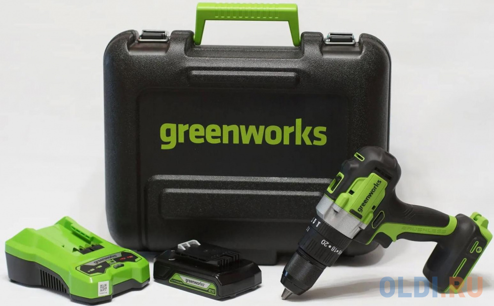 Greenworks Дрель-шуруповерт аккумуляторная Greenworks GD24DD60K2, 24V, c 1хАКБ 2 Ач и ЗУ в кейсе [3704107UA] в Москвe