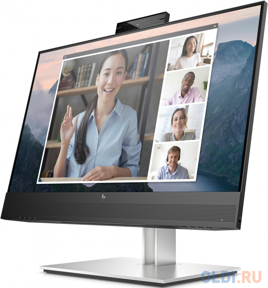 HP E24mv G4 Conf Monitor 1920x1080, 16:9, IPS, 250 cd/m2, 1000:1, 5ms, USB, VGA, HDMI, DP, webcam, speakers, height, tilt, swivel, pivot, Black