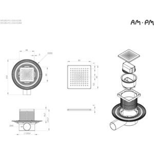 Душевой лоток Am.Pm MasterFlow затвор Cut Gradient 10 см, черный (W01BD-P11-010-01BM) в Москвe