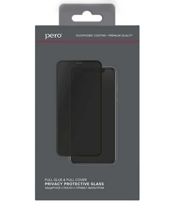 Стекло защитное Pero для APPLE iPhone 14 Full Glue Privacy Black PGFGP-I14
