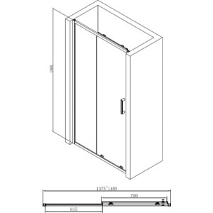 Душевая дверь Abber Schwarzer Diamant 140х190 прозрачная, черная (AG30140B)