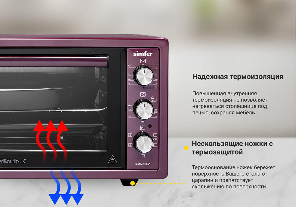 Мини-печь Simfer M4504 серия Albeni Plus Comfort, 5 режимов работы, конвекция