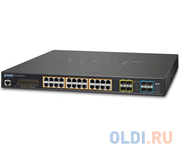 коммутатор/ PLANET L2+/L4 24-Port 10/100/1000T 75W Ultra PoE with 4 shared SFP + 4-Port 10G SFP+ Managed Switch, with Hardware Layer3 IPv4/IPv6 Static в Москвe