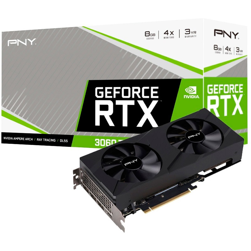 Видеокарта PNY GeForce RTX 3060 Ti 8GB VERTO Dual Fan 1410MHz PCI-E 4.0 14000MHz 256-bit HDMI 3xDP VCG3060T8LDFBPB1 в Москвe