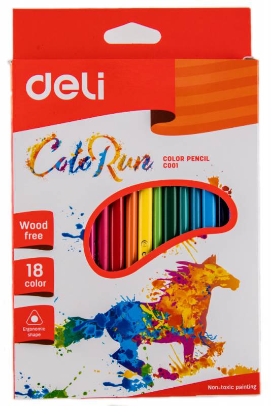 Карандаши цветные Deli ColoRun 18 цветов EC00110