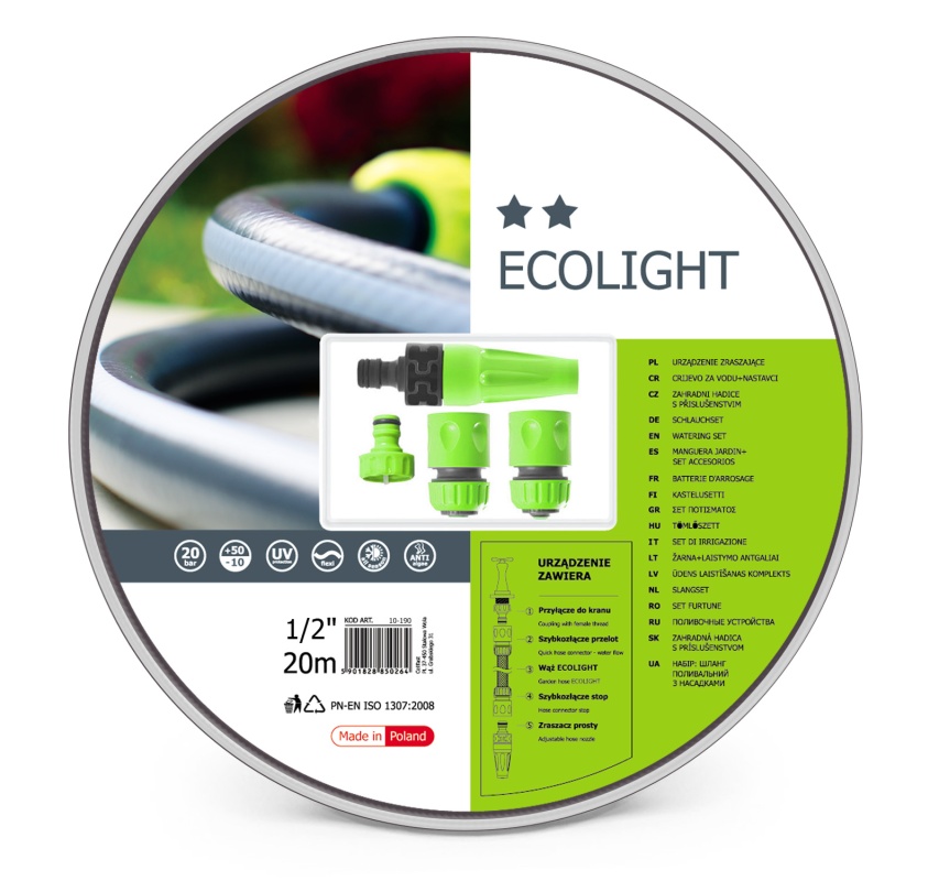 Набор для полива Cellfast Ecolight шланг 1/2 20м+комплект соединителей 10-190