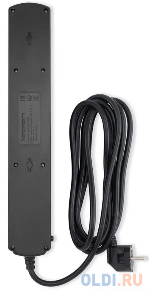 Сетевой фильтр Ippon BK-6-EU-3-16-B, 3м, черный