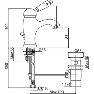 Смеситель для раковины Cezares Elite (ELITE-LSM1-03/24-Bi)