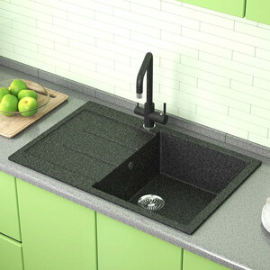 Кухонная мойка и смеситель GreenStone GRS-25-308, GS-004-308 черный