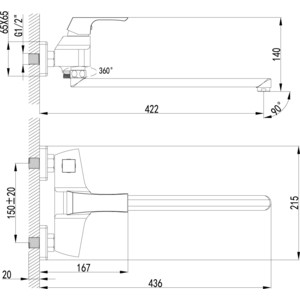 Смеситель для ванны Lemark Unit (LM4517C)