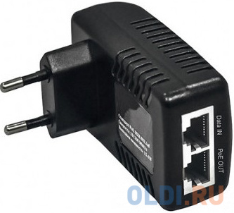 PoE-инжектор Fast Ethernet на 1 порт. Соответствует стандартам PoE IEEE 802.3af. Автоматическое определение PoE устройств. Мощность PoE на порт - до 1