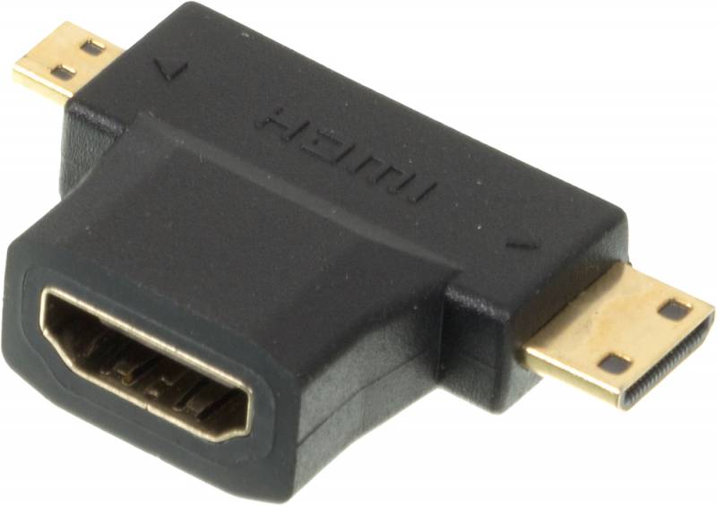 Переходник аудио-видео HDMI (f)-Micro HDMI (m)-Mini HDMI (m) черный (+ Mini HDMI (Male))