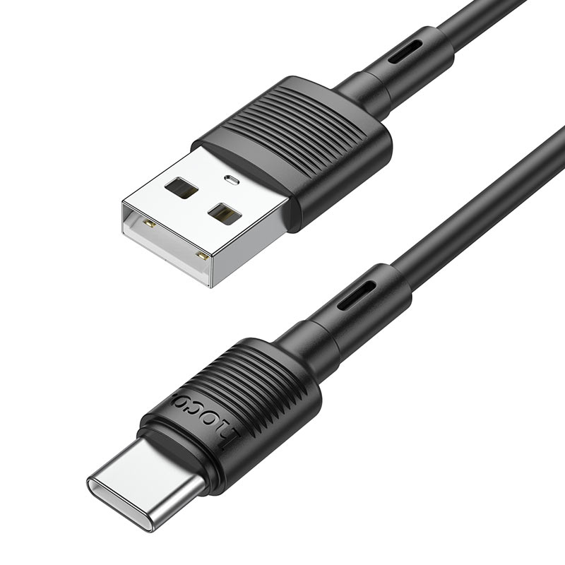 Кабель USB-USB Type-C, быстрая зарядка, 3А, 1 м, черный, HOCO X83 Victory (6931474770905)