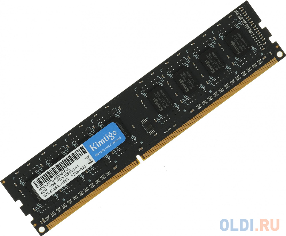 Память DDR3 4Gb 1600MHz Kimtigo KMTU4G8581600 RTL PC4-21300 CL11 DIMM 260-pin 1.35В single rank в Москвe