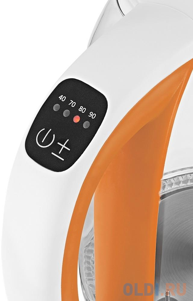 Чайник электрический KITFORT КТ-6140-4 2200 Вт белый оранжевый 1.7 л пластик/стекло
