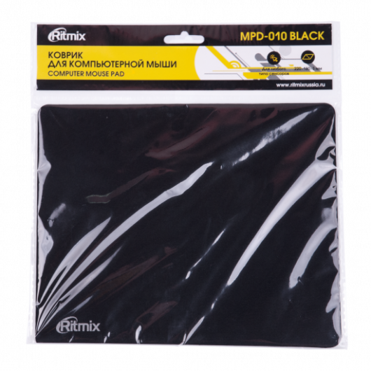 Коврик для мыши Ritmix MPD-010, 220×180x3mm, черный (15119427)