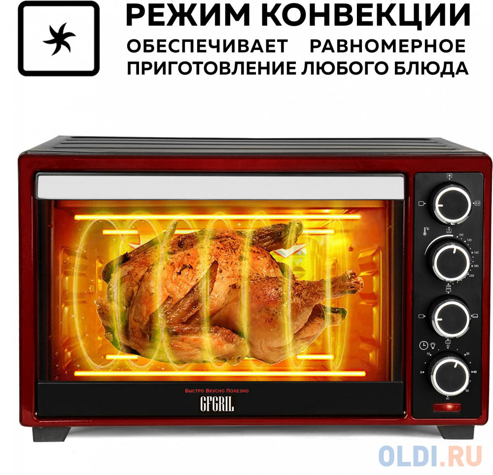 Мини-печь GFGRIL GFO-48BR,  красный в Москвe