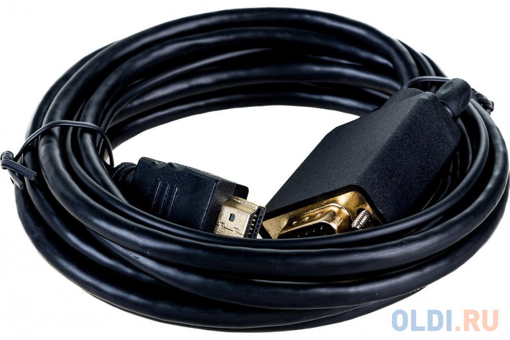 Bion Переходник с кабелем HDMI - VGA+Audio, 19M/15F + miniJack 3.5mm, длина кабеля 15см, черный [BXP-A-HDMI-VGA-03] в Москвe