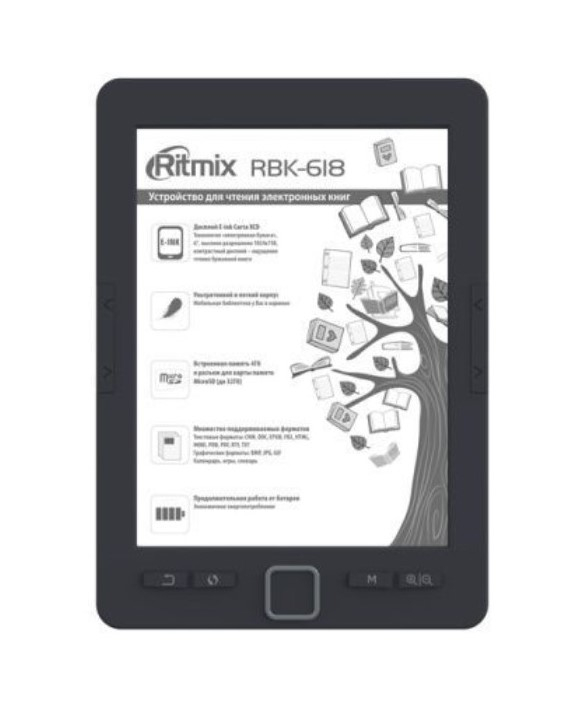 Электронная книга Ritmix RBK-618, 6" 758x1024 E-Ink Carta, 4Gb, черный (RBK-618)