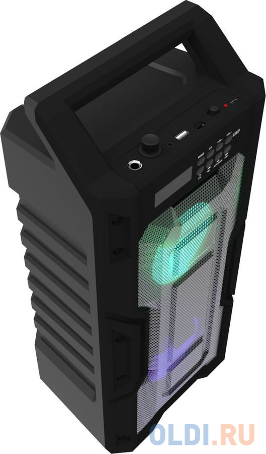 RITMIX SP-830B black {дисплей LED, эквалайзер, RGB-подсветка, до 8 часов, микрофонный вход Jack 6,3 мм, 1800 мАч, 7.4 В, microUSB DC 5В 2A, пластик, ч