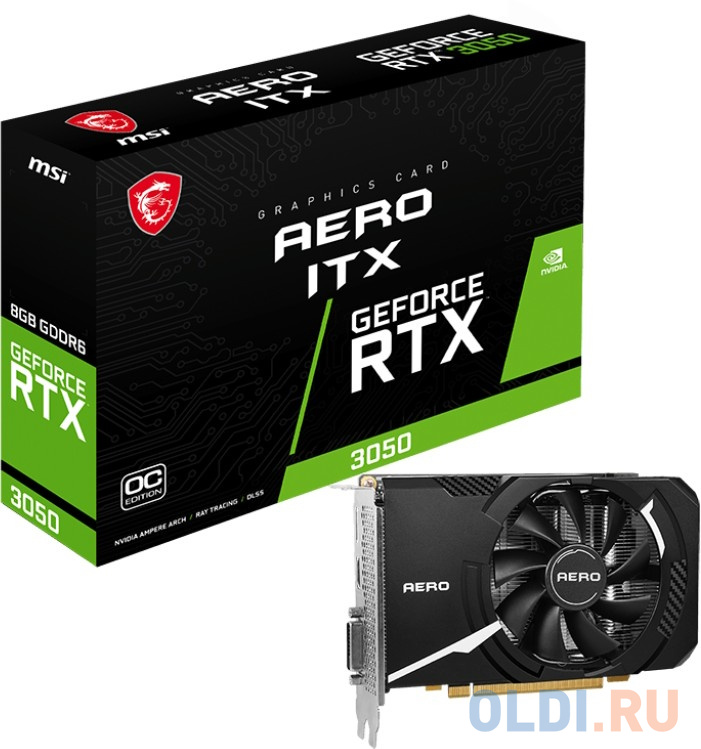 Видеокарта MSI PCI-E 4.0 RTX 3050 AERO ITX 8G OCV2 NVIDIA GeForce RTX 3050 8192Mb 128 GDDR6 1807/14000 HDMIx1 DPx3 HDCP Ret в Москвe