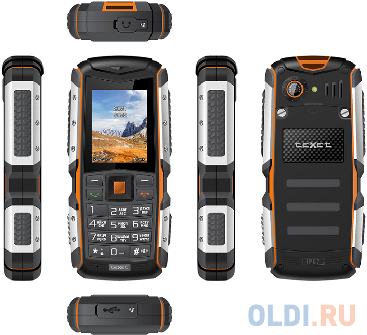 Мобильный телефон Texet TM-513R черный оранжевый 2"