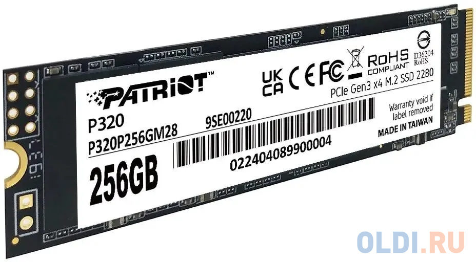 Накопитель SSD Patriot PCIe 3.0 x4 256GB P320P256GM28 P320 M.2 2280