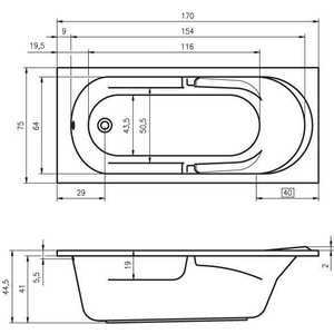 Акриловая ванна Riho Future 170x75 с каркасом (B073001005, 2YNVN1015) в Москвe