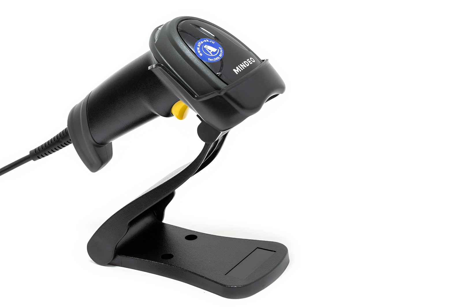 Сканер штрих-кода Mindeo MD6600-HD_stand, ручной, Area Image, USB, 2D, черный/желтый, 2 м