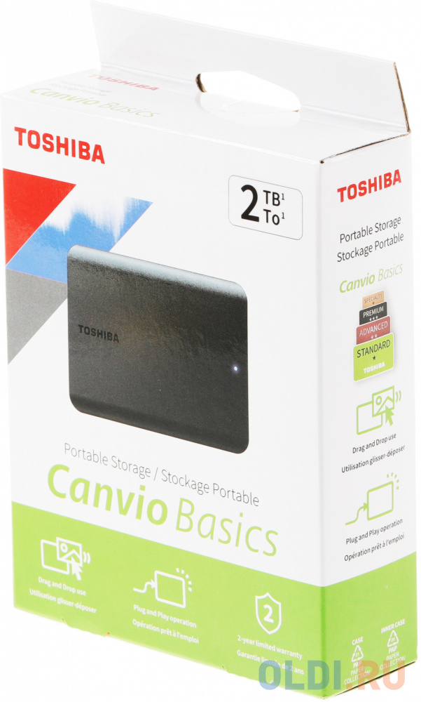 2.5" 2Tb Toshiba HDTB520EK3AA 5400rpm USB3.0 Canvio Basic Черный