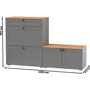 Тумба для обуви Моби Остин 16.121 + 13.257 Тумба, цвет серый графит/дуб крафт золотой (1027955) в Москвe