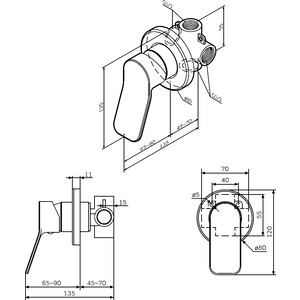 Смеситель для душа Am.Pm X-Joy с верхним душем, хром (F85A65000, F0590000, F0500701)