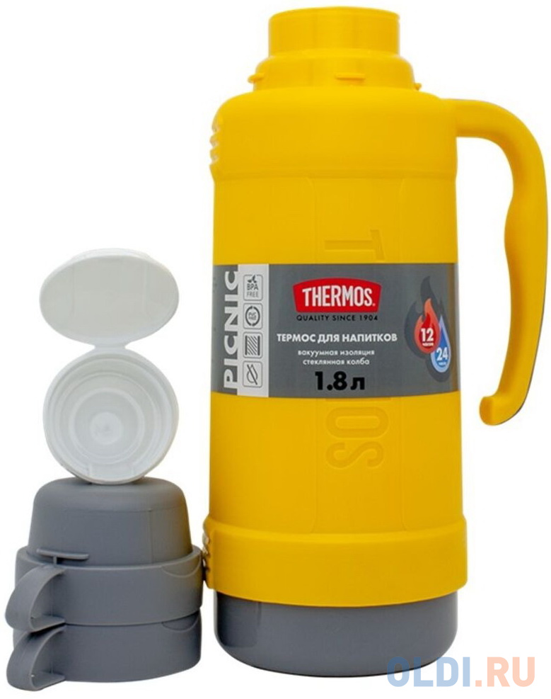 Thermos Термос со стеклянной колбой Picnic 40 Series, желтый, 1,8 л.