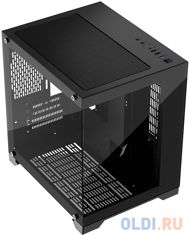 Корпус microATX 1stPlayer MEGAVIEW MV5-T Без БП чёрный