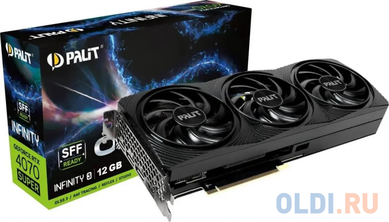 Видеокарта Palit PCI-E 4.0 RTX4070 SUPER Infinity 3 OC NVIDIA GeForce RTX 4070 Super 12Gb 192bit GDDR6X 1980/21000 HDMIx1 DPx3 HDCP Ret