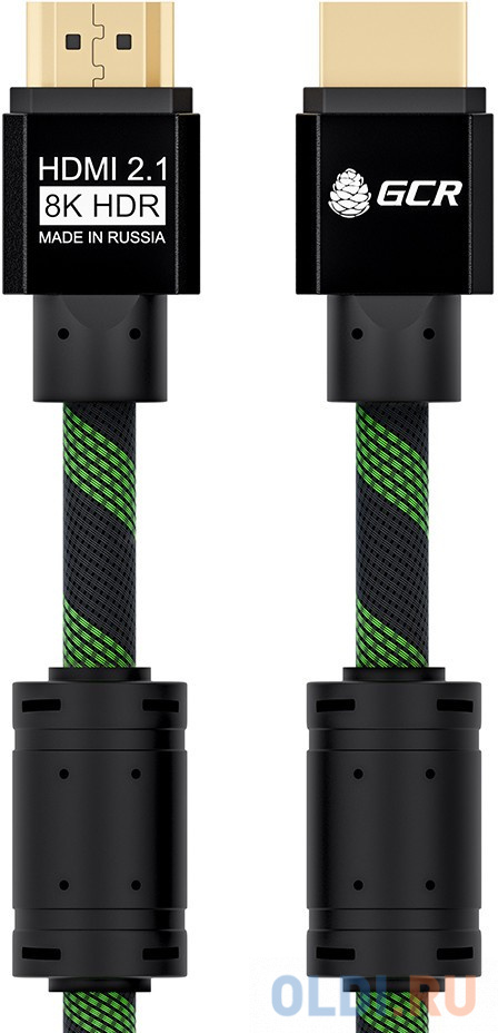 Кабель HDMI 1м Green Connection GCR-51833 круглый черный/зеленый