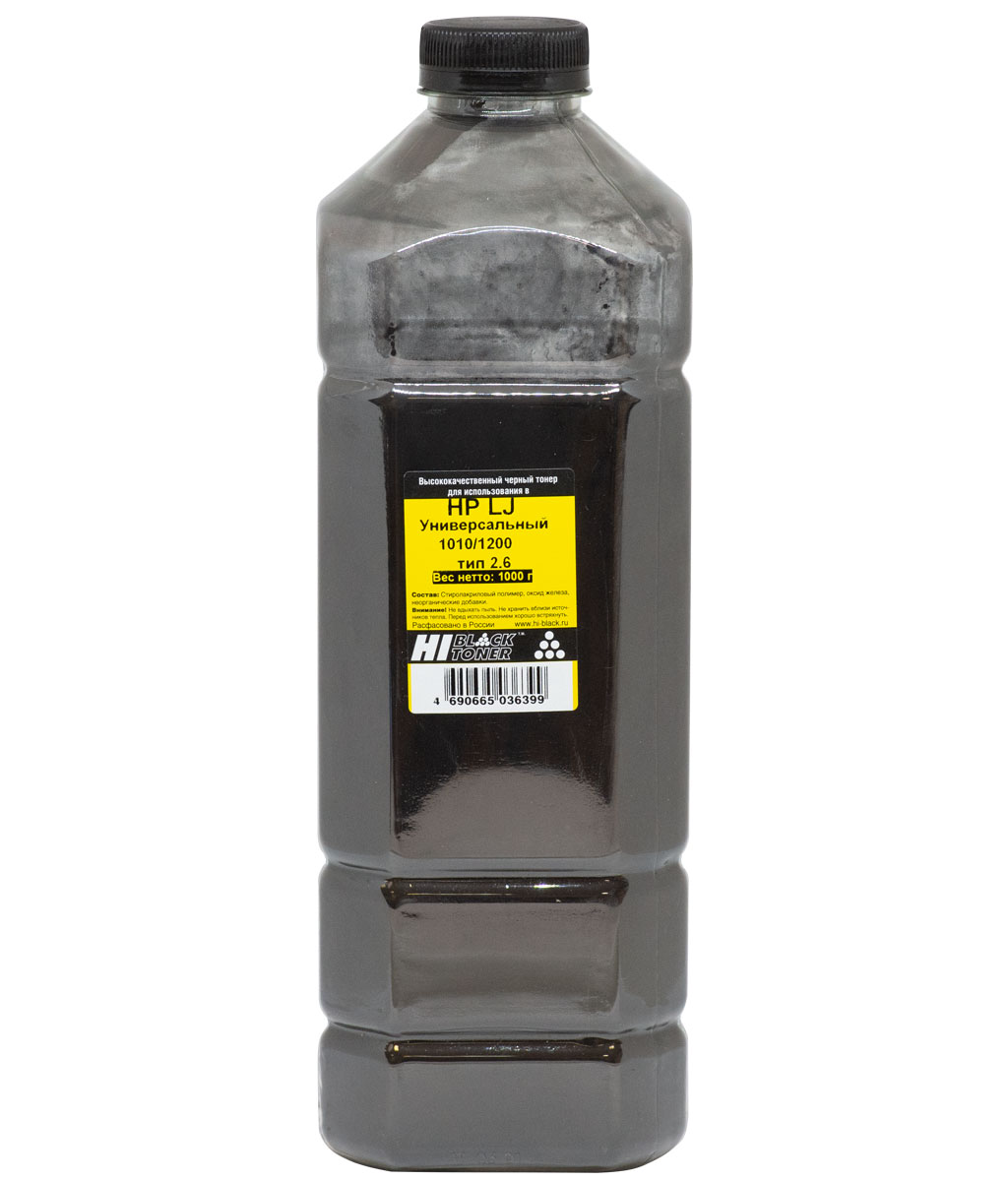Тонер Hi-Black Тип 2.6, бутыль 1 кг, черный, совместимый для LJ 1010/1200, универсальный (980361301)