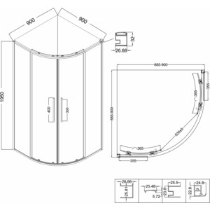 Душевой уголок Niagara Nova 90x90 тонированный, черный матовый (NG-2826-34BLACK) в Москвe