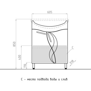 Тумба с раковиной Style line Амелия 65 белая (2000949040479, 1WH207775)