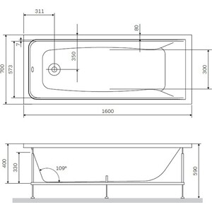 Акриловая ванна Am.Pm Gem 160x70 (W90A-160-070W-A)