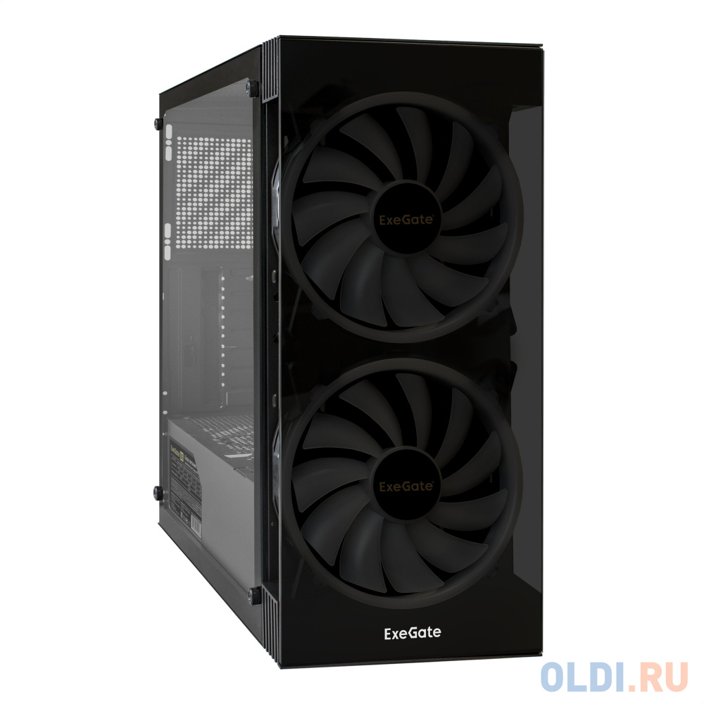 Корпус Miditower ExeGate i3 MATRIX-EVO800 (ATX, EVO800RGB 12см, 2*USB+1*USB3.0, HD аудио, черный, 2 вент. 18см с RGB подсветкой, пылевые фильтры, пере