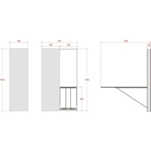 Встроенная гладильная доска Shelf.On Табула - L купе выбеленный дуб право