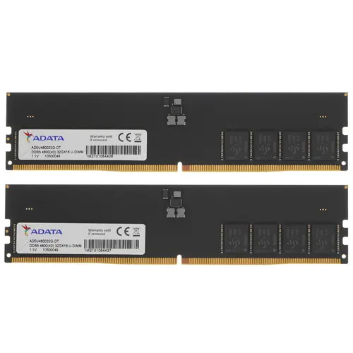 Комплект памяти DDR5 DIMM 64Gb (2x32Gb), 4800MHz, CL40, 1.1V, ADATA (AD5U480032G-DT) Retail
