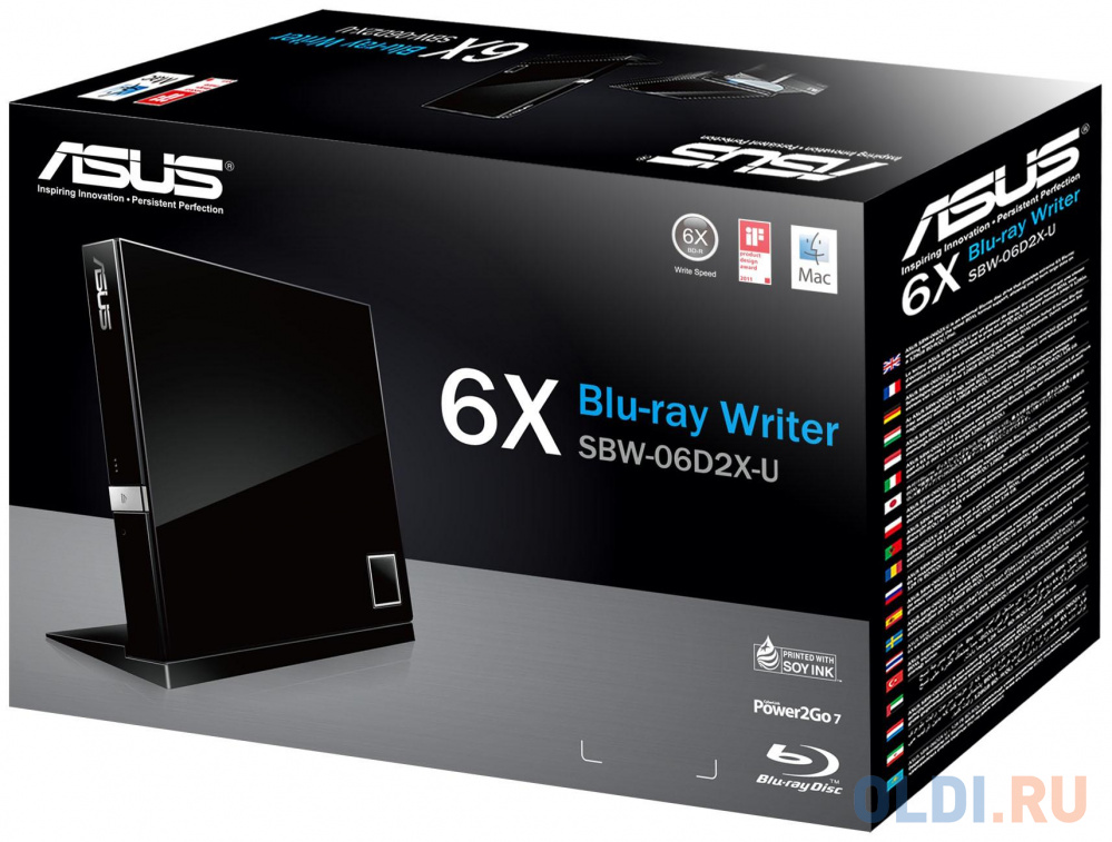 Внешний привод Blu-ray ASUS SBC-06D2X-U Slim USB2.0 Retail черный в Москвe